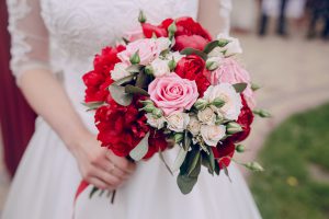 Wedding flowers in a beautiful bouquet bride and bridesmaid